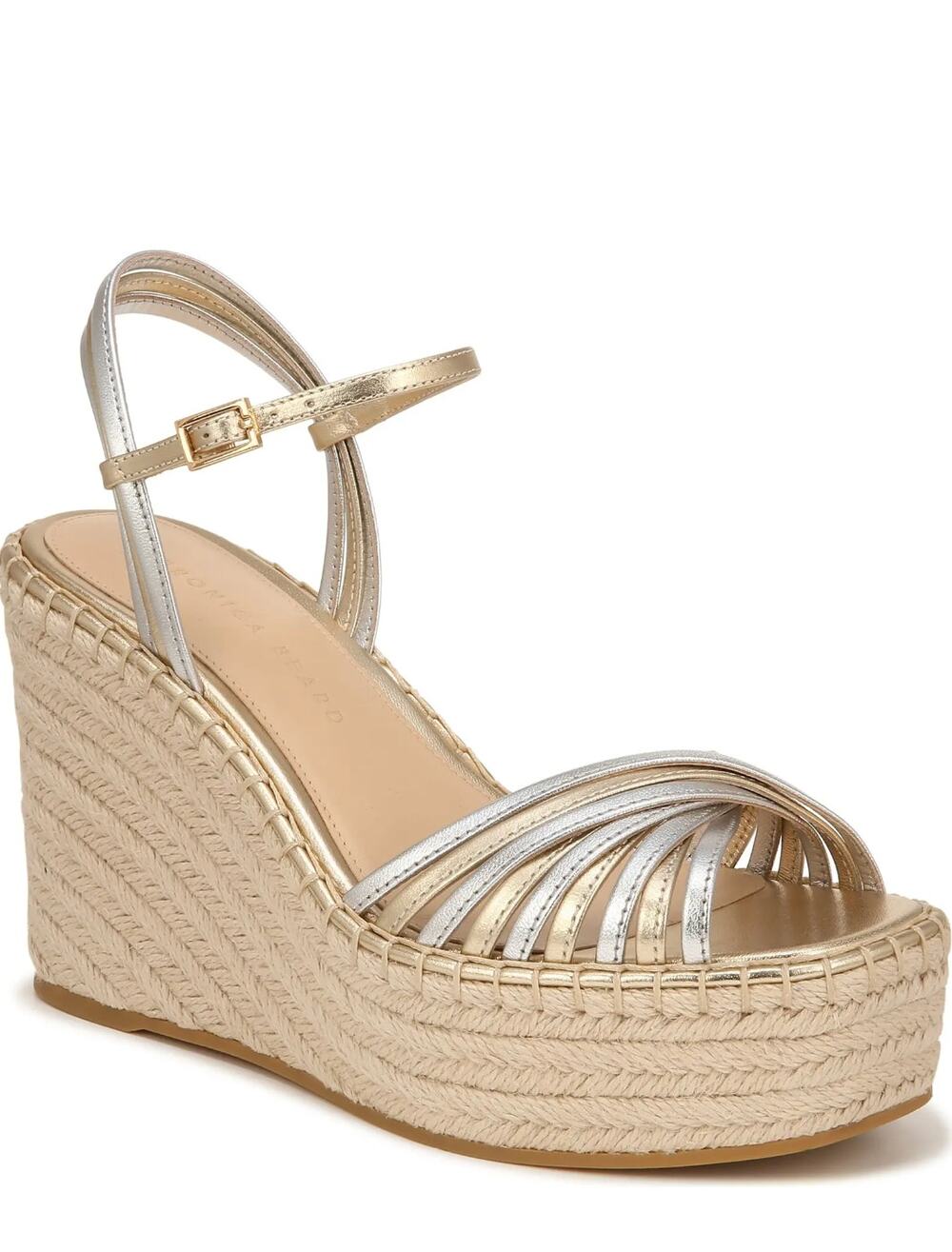 Veronica Beard Sandals 12M 42 Ravina Silver Espadrille Strappy Wedge Platform